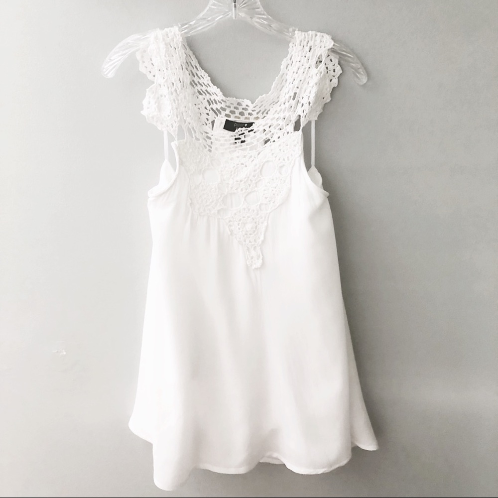 paper heart Ivory Cotton Crochet Trim Sundress, Size 6